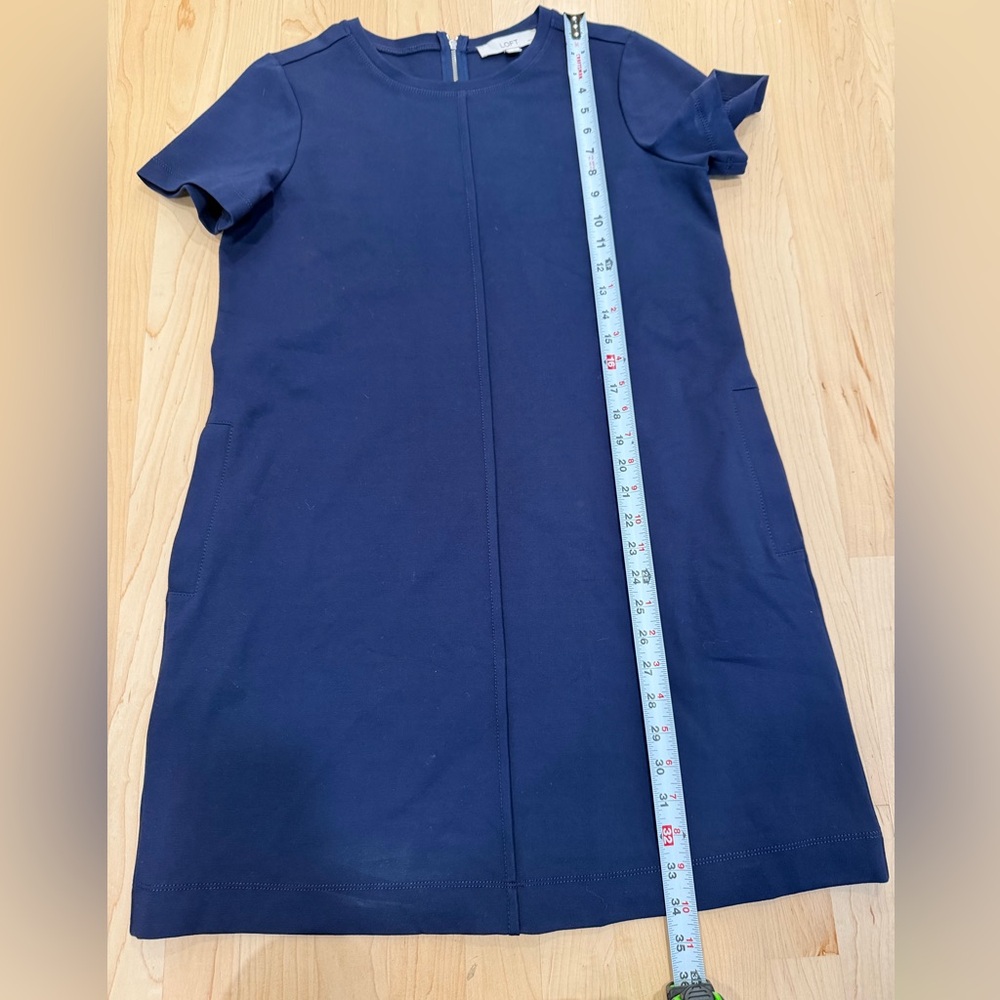 LOFT Navy Short-Sleeve Mini Dress